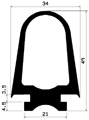 RT 1975 - EPDM rubber profiles - Sliding door – finger-guard profiles