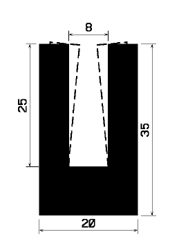 U-Profil 8mm Gummilaufschiene EPDM