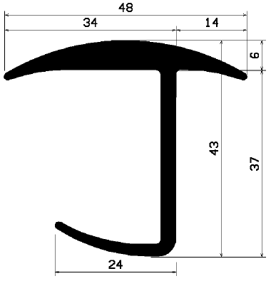 FA 2052 - EPDM Gummi-Profile - Abdeckung und T-Profile