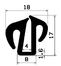TU1- 2053 - gumiprofilok - U alakú profilok