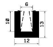 -TU1- 2301 1B= 100 m - gumiprofilok - U alakú profilok