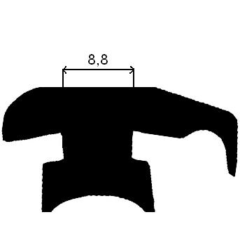 RT - G074 28,5×16 mm - EPDM rubber profiles - Sliding door – finger-guard profiles