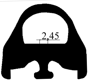 RT - G082 23,4×21,5 mm - EPDM rubber profiles - Sliding door – finger-guard profiles