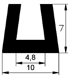 TU1 - G086 10×7 mm - szilikon gumiprofilok - U alakú profilok