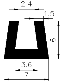 TU1 - G087 7×6 mm - szilikon gumiprofilok - U alakú profilok TU1 - G087 7×6 mm - szilikon gumiprofilok - U alakú profilok