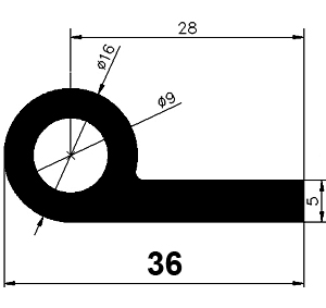 FN - G191 - EPDM gumiprofilok - Lobogó vagy 'P' alakú profilok