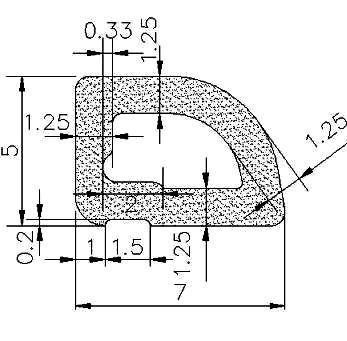 MZS - G209 5×7 mm - EPDM szivacs gumiprofilok - Félkör alakú, D-profilok