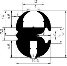 KL - G239 26,5×19,5 mm - stabilizing EPDM profiles - Stabilizing and stretcher profiles