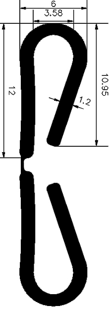 TU1 - G245 12×6 mm - gumiprofilok - U alakú profilok