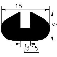 TU1 - G259 15×9 mm - gumiprofilok - U alakú profilok