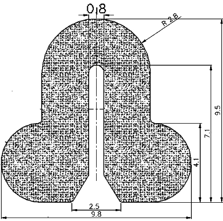 MZS - G307 9,8×9,5×0,8 mm - szivacs gumiprofilok - U alakú profilok