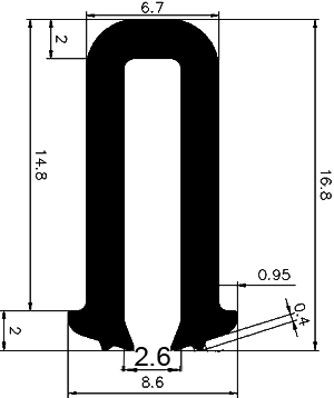 TU1 - G366 6,7×16,8 mm - gumiprofilok - U alakú profilok TU1 - G366 6,7×16,8 mm - gumiprofilok - U alakú profilok