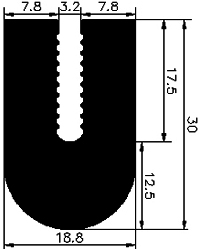 TU1 - G437 18,8×30 mm - szilikon gumiprofilok - U alakú profilok TU1 - G437 18,8×30 mm - szilikon gumiprofilok - U alakú profilok