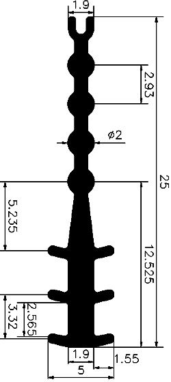 SO - G491 25×5 mm - Egyéb szigetelő, tömítő profilok