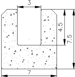 MZS - G519 7×7,5 mm - szivacs gumiprofilok - U alakú profilok MZS - G519 7×7,5 mm - szivacs gumiprofilok - U alakú profilok