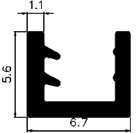 TU1 - G521 5,6×6,7 mm - szilikon gumiprofilok - U alakú profilok