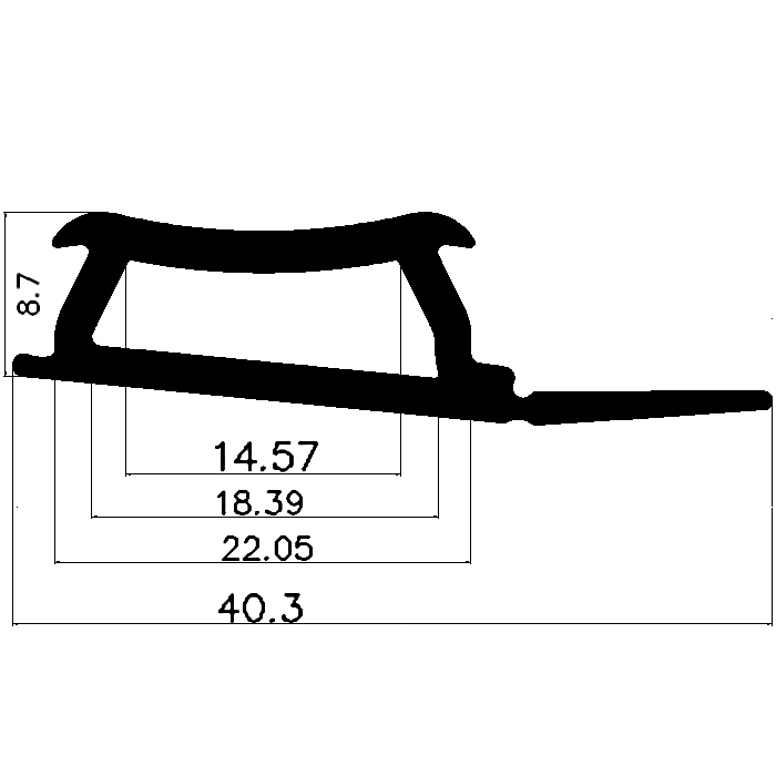 Z1 - G524 40,3×11,3 mm - gumi profilok 100 métertől - Ajtókeret- ablak tömítő profilok