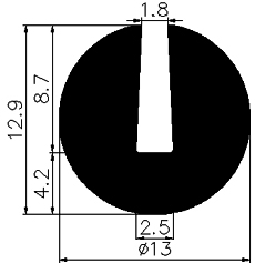TU1 - G556 d= 13 mm - gumiprofilok - U alakú profilok