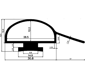 RT - G563 47,8×19,5 mm - EPDM rubber profiles - Sliding door – finger-guard profiles