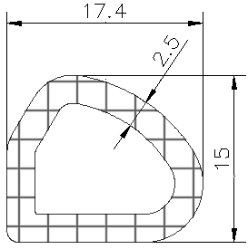 MZS - G567 17,4×15 mm - EPDM szivacs gumiprofilok - Félkör alakú, D-profilok