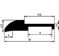 SO - G574  4,5×19 mm - Egyéb szigetelő, tömítő profilok