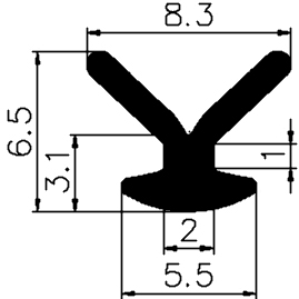 Z1 - G590 6,5×5,5 mm - gumi profilok 100 métertől - Ajtókeret- ablak tömítő profilok