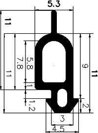 Z1 - G621 - gumi profilok 100 métertől - Ajtókeret- ablak tömítő profilok