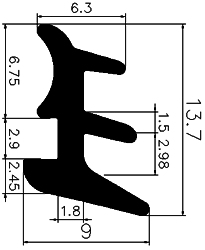 KS - G685 13,7×9 mm - Üveg szorító, üvegező profilok