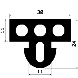 AU 0139 1B= 25 m - EPDM-Gummiprofile - Auflageprofile / Pufferprofile