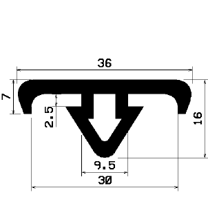 AU 1131 1B= 200 m - EPDM-Gummiprofile - Auflageprofile / Pufferprofile