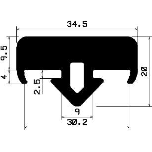 AU 1583 1B= 25 m - Gummiprofile - unter 100 m lieferbar - Auflageprofile / Pufferprofile