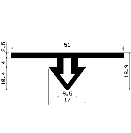 AU 1938 1B= 200 m - EPDM gumiprofilok - Távtartó és ütköző profilok