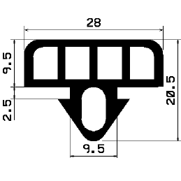 AU 2324 1B= 500 m - EPDM gumiprofilok - Távtartó és ütköző profilok