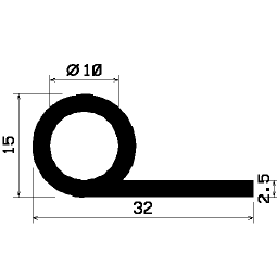 FN 0824 1B= 50 m - gumi profilok - 100 méter alatt - Lobogó vagy 'P' alakú profilok