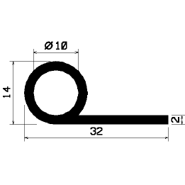 FN 0825 1B= 50 m - gumi profilok - 100 méter alatt - Lobogó vagy 'P' alakú profilok
