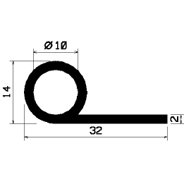 FN 0825 1B= 50 m - Gummiprofile - unter 100 m lieferbar - Fahnenprofile bzw. P-Profile