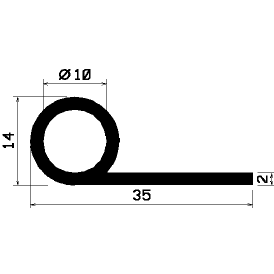FN 0893 1B= 50 m - gumi profilok - 100 méter alatt - Lobogó vagy 'P' alakú profilok