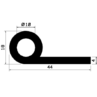 FN 1168 1B= 25 m - Gummiprofile - unter 100 m lieferbar - Fahnenprofile bzw. P-Profile