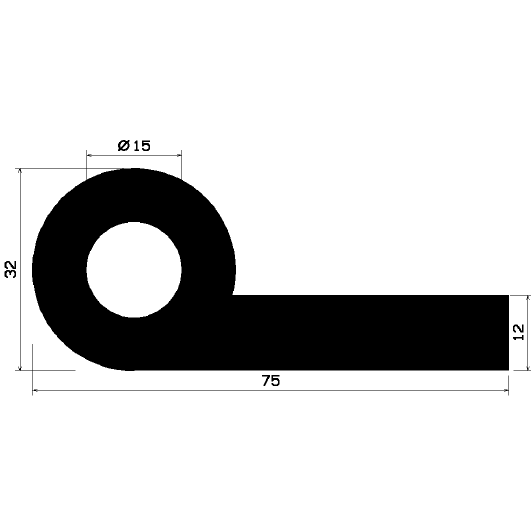 FN 1238 1B= 10 m - EPDM gumiprofilok - Lobogó vagy 'P' alakú profilok