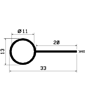 FN 2128 - EPDM gumiprofilok - Lobogó vagy 'P' alakú profilok