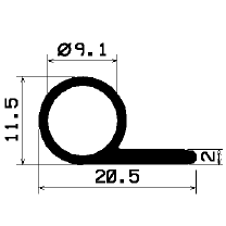 FN - 2203 - EPDM gumiprofilok - Lobogó vagy 'P' alakú profilok