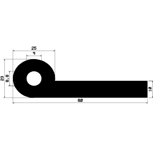 FN 2209 - EPDM gumiprofilok - Lobogó vagy 'P' alakú profilok