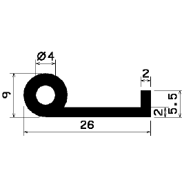 FN 2307 - EPDM gumiprofilok - Lobogó vagy 'P' alakú profilok