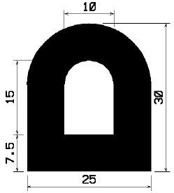 HR - 1374 25×30 mm - EPDM-Gummiprofile - Halbrundprofile / D-Profile