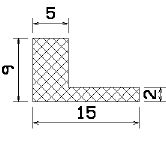 MZS - 25637 1B=100 m - szivacs gumi profilok - Szögalakú profil / L-profil