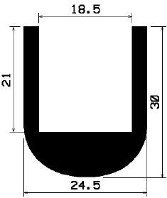 - TU1- 0409 1B= 25 m - gumiprofilok - U alakú profilok