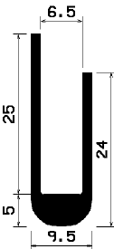- TU1- 0418 1B= 50 m - gumi profilok - 100 méter alatt - U alakú profilok