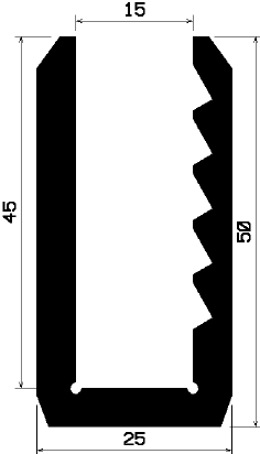 - TU1- 0608 1B= 25 m - rubber profiles - U shape profiles