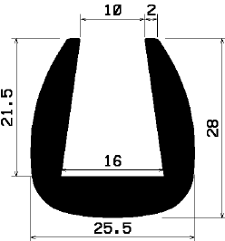 - TU1- 0734 1B= 25 m - gumi profilok - 100 méter alatt - U alakú profilok